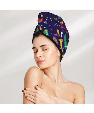 Hair Towel Wrap for Quick Drying | Mardi Gras Button Towel Turban | International Shipping - Buy Online on GoSupps.com