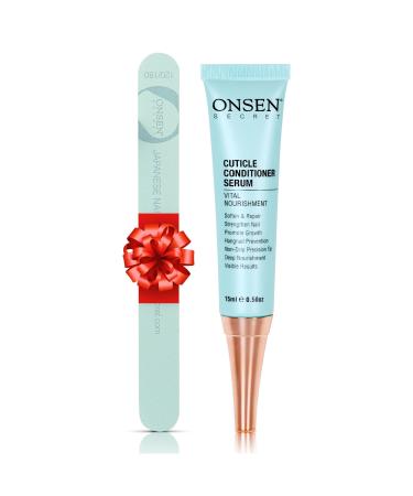 Onsen Secret Cuticle Cream + Double Sided Nail File 120/180 Grit, Nail Cuticle Oil - Japanese Natural Healing Minerals Nail Care Serum. Sooth, Repair, & Strengthen Cuticles & Nails, Non-Greasy Cream+ Nail File 2 Piece Set