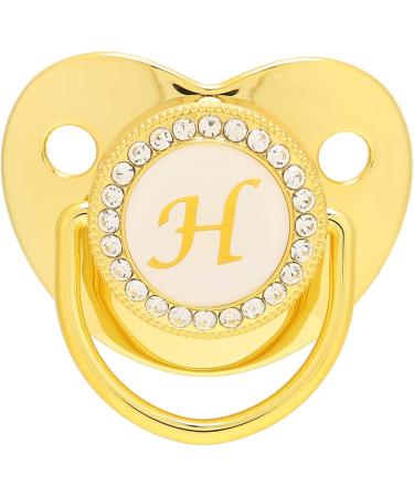 Golden 26 Letter Baby Pacifier with Clips | Curved Design | 6-18 Months (H) - Buy Online on GoSupps.com