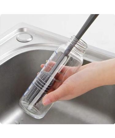 2Pcs Bottle Brush Long Handle Silicone Water Bottle Brush Cleaner Cup Washing Cleaner with Hanging Hole Flexible Bendable Brushes for Glass Plastic Water Bottles Household Clean - Buy Online on GoSupps.com