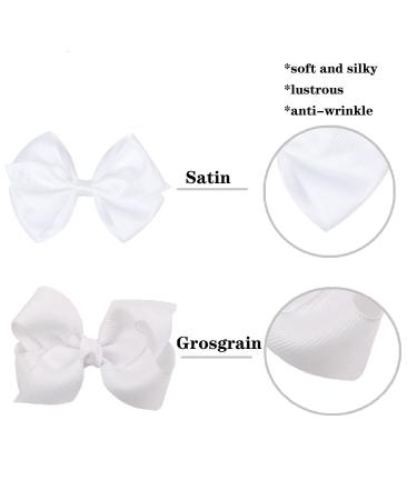 2 PCS White 4 Inch Satin Bow Set for Little Girls - Perfect Hair Accessory - Buy Online on GoSupps.com