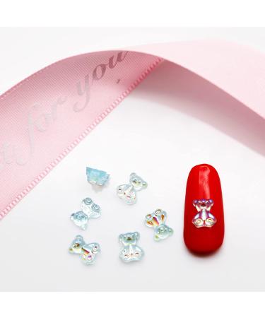 200pack Cute AB Bear Nail Art Decorations Gummy Bear Nail Crystal Bear Beads DIY Crafting Bear Crystal Charm Small transparency - Buy Online on GoSupps.com