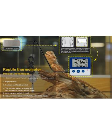 LXSZRPH Reptile Thermometer Hygrometer with High Low Temperature Alarm Digital Aquarium Thermometer Temperature Humidity Meter Gauge for Reptile Tanks Terrariums Vivariums Aquarium (1) - Buy Online on GoSupps.com