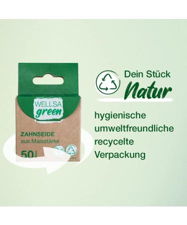 Wellsamed Wellsagreen Organic Dental Floss 50m - Eco-Friendly Corn Starch with Mint Flavor for Healthy Teeth - Buy Online on GoSupps.com