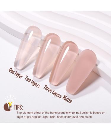 YOKE FELLOW Nude Jelly Gel Nail Polish - Translucent Neutral Color | 10ml Soak Off UV Gel Polish for Nail Art - Buy Online on GoSupps.com