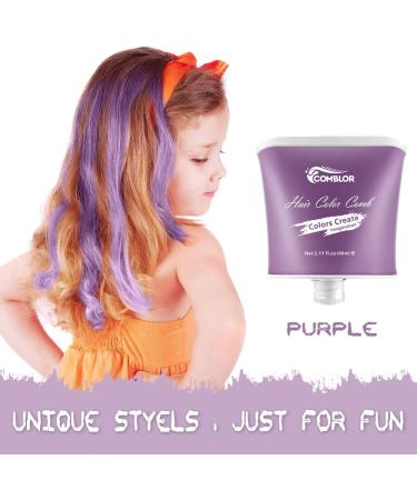 Comblor Purple Temporary Hair Dye for Kids - Wash Out Hair Chalks for Dark Hair, Perfect for Birthday, Christmas, Halloween & Crazy Hair Day - Buy Online on GoSupps.com