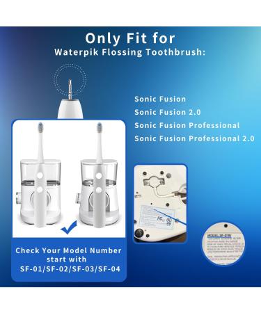 6-Pack Toothbrush Replacement Heads for Waterpik Sonic Fusion SF01 SF02/Sonic Fusion 2.0 SF03 SF04 - Durable & Compatible with Covers - White - Buy Online on GoSupps.com