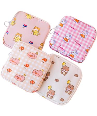 COHEALI Mini Purse 4Pcs Sanitary Napkin Storage Bag Portable Nursing Pad Holder Zipper Menstrual Pad Bag Tampons Holder for Purse First Period Kit for Teen Girls Travel Toiletry Bag