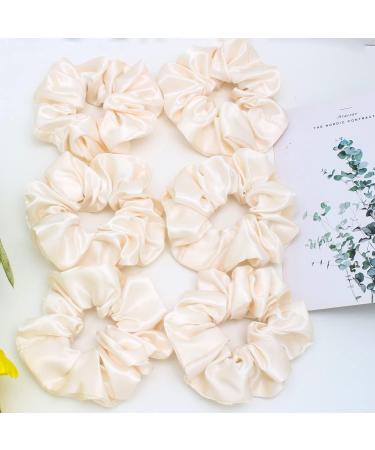 6 Pieces Hair Scrunchies Satin Elastic Soft Hair Ties Scrunchy Hair Bands for Women Girls (Beige) - Buy Online on GoSupps.com