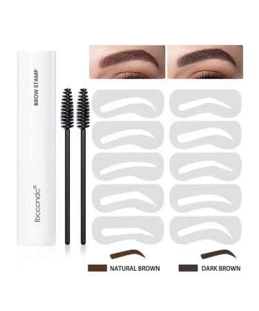 Double Eyebrow Stamp Kit | 10 Eyebrow Stencils for Perfect Shaping | Natural & Dark Brown Makeup Set - Buy Online on GoSupps.com