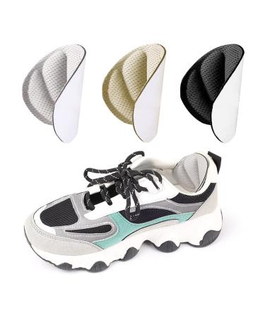 3 pairs of heel cushions heel cushions anti-slip pads for large shoes anti-slip pads for men's and women's sports shoes (skin color + black + gray)