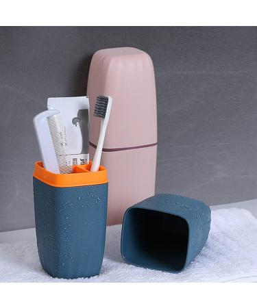 2PC Travel Toothbrush Cup Set - Portable Dustproof Wash Holder for Camping & Outdoors | Blue & Pink Organizer - Buy Online on GoSupps.com