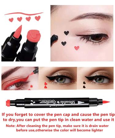 Go Ho 4 PCS Red and Black Liquid Eyeliner Stamp Pen - Waterproof Double-sided Seal Eyeliner Stencils for Long-Lasting, Smudge-Proof Cat Eye Look - Heart Star Moon Flower Design - 2 Red + 2 Black - Buy Online on GoSupps.com