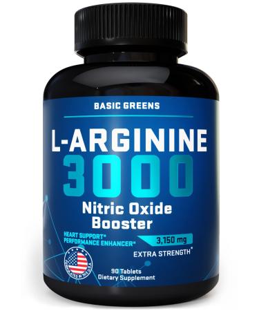 Maximum Strength L Arginine 3150mg  Nitric Oxide Booster - 90 Capsules