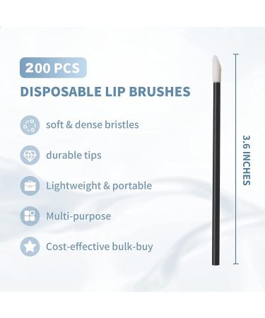 200 Pcs Disposable Lip Brushes Lipstick Applicators Wands Lint Free Makeup Tools Kit Gloss Cotton Swab Wands Testers Black - Buy Online on GoSupps.com