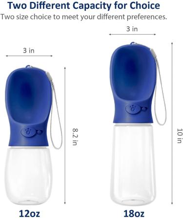 WePet Portable Dog Water Bottle with Food Container - 12 oz 19 oz - Leak Proof Puppy Water Dispenser for Outdoor Walking, Hiking, Travel - Food Grade Plastic - Navy Blue - Buy Online on GoSupps.com