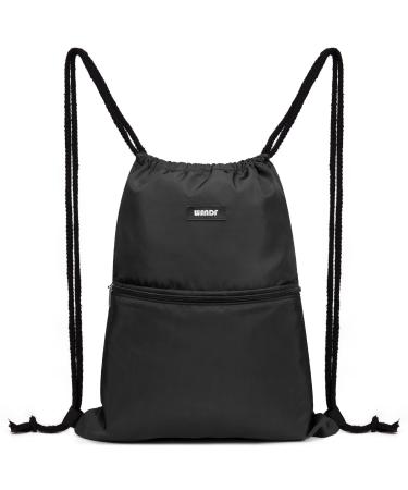 Wall backpack with cord strain gym bag sports bag gym bag with an outdoor pocket adjustable tunnel procession gym back for women men children with inside pocket 11 liters for sports and travel a - black