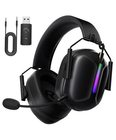 Gvyugke Wireless Gaming Headphones for PS5 2.4GHz USB Gaming Headset with Microphone for PS4 PC Nintendo Switch Mac Computer Bluetooth 5.3 Gaming Headset Ergonomic Design 40H Battery (Black)