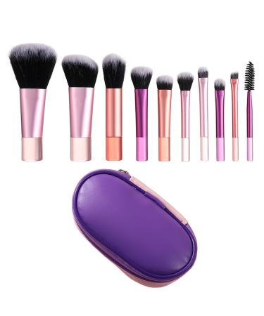 Travel Makeup Brushes Set with Bag 10pcs Mini Makeup Brush Kit Small Cosmetic Brushes for Face Foundation Blush Eye Shadow (Multi Color)