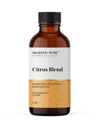 Majestic Pure Citrus Essential Oil Blend | 100% Pure & Natural Therapeutic Grade Blend for a Joyful, Positive Aroma | Lemon, Pink Grapefruit, Orange, Spearmint | for Aromatherapy & Diffuser | 1oz Citrus 1 Fl Oz (Pack of 1)