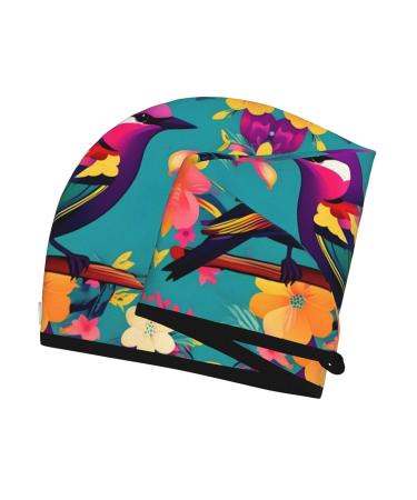 Colorful Flowers Bird SamLng Coral Velvet Dry Hair Cap - Ideal for Home Travel Pool Parties & Beaches - Buy Online on GoSupps.com
