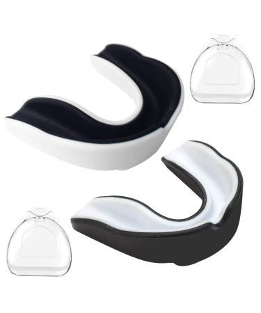 Tooth protection 2 pieces of mouth protection boxing sports mouth protection for mma martial arts boxing taekwondo hockey sports tooth protection portable protection box adults black and white black and white