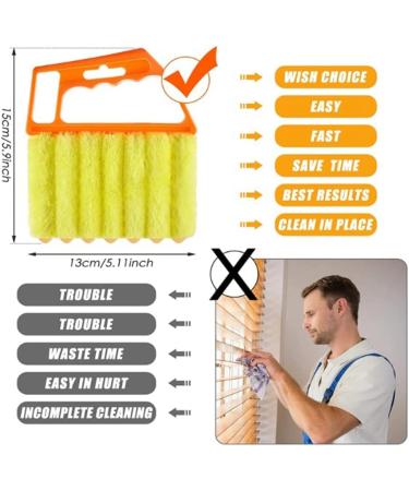 Daiilg 4Pcs Handheld Blind Cleaner Shutter Curtain Brush Dust Remover for Air Conditioning/Car Vent/Fan/Shutters-Orange&Yellow - Buy Online on GoSupps.com