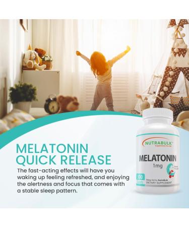 NutraBulk Melatonin - 1 mg Quick Release Nighttime Sleep Aid for Kids and Adults - 300 Chewable Tablets - Cherry Flavored - Buy Online on GoSupps.com