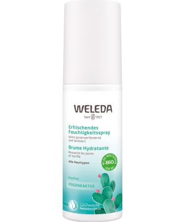 Weleda organic fig cactus face moisture spray - refreshing natural cosmetics face spray with aloe vera gel.Vegan's facial care spray donates moisture & refines the pores (1x 100ml)
