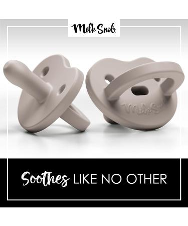 Milk Snob Calm n Cuddle Silicone Pacifier 6-18 Months | BPA Free Teether & Soother for Baby Girl and Boy | Stage 2 Gray Linen - Ideal Baby Registry & Shower Gift - Buy Online on GoSupps.com