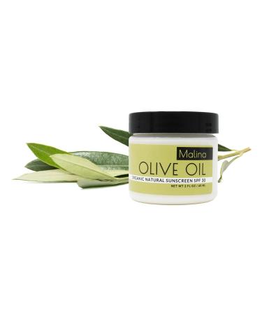 Malina Organic Olive Oil Natural Sunscreen | SPF 30+ | Nontoxic | Baby-Safe | Reef-Safe | No Preservatives | No Synthetic Fragrance (2 Fl Oz)