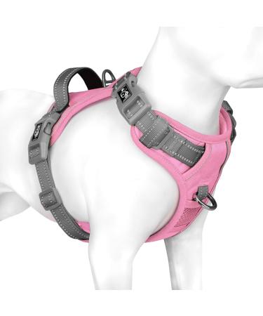 Phoepet no pull dog harness reflective dog vest with a soft training handle for small medium -sized and large dogs (baby baby base and gray carriers m) BabyRosa base and gray carrier medium