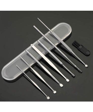 8pcs Stainless Steel Ear Pick Earwax Removal Kit for Kids & Adults | Ear Cleaner Tool Set with Tweezers and Spiral Spring Spoon | Includes Cleaning Brush and Storage Box - Buy Online on GoSupps.com