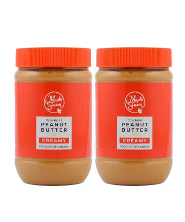 MapleFarm - 100% Pure Creamy Peanut Butter 2 x 500g (1kg) - Protein and Natural Cream - Creamy peanut butter