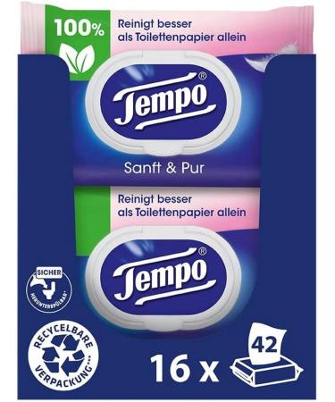 Tempo Moist Toilet Towels Bundle - Aloe Vera Chamomile Pure Calendula & Almond Milk (16 Pack Each) - Gentle & Sensitive Care for International Shipping - Buy Online on GoSupps.com