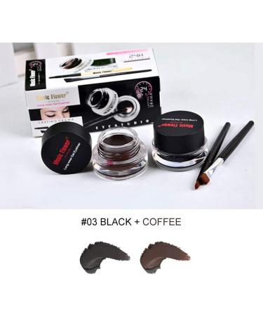 Focenat 2 Colors Gel Eyeliner Waterproof Long Lasting Cream Eyeliner Gel Smudge-Resistant Eyeliner Eyeliner Cream Makeup Eyeliner Gel with 2 Eyeliner Brushes Black and Brown - Buy Online on GoSupps.com