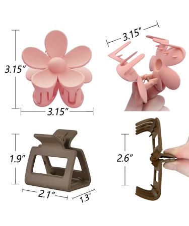 8 PCS Large Flower Hair Claw Clips for Thick + Thin Hair | Matte Square Jaw Clips for Women - Nonslip + Neutral Design - Buy Online on GoSupps.com