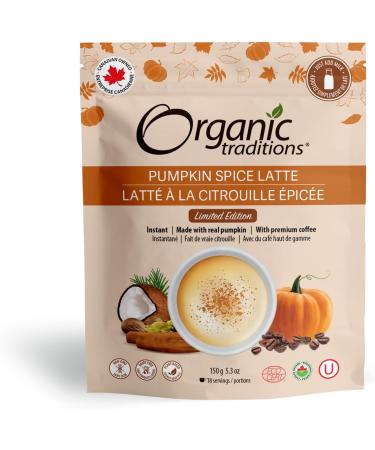 Organic Traditions Pumpkin Spice Latte Instant Coffee Dairy Free PSL Pumpkin Spice Coffee Blend 150g/5.3oz Bag - Buy Online on GoSupps.com