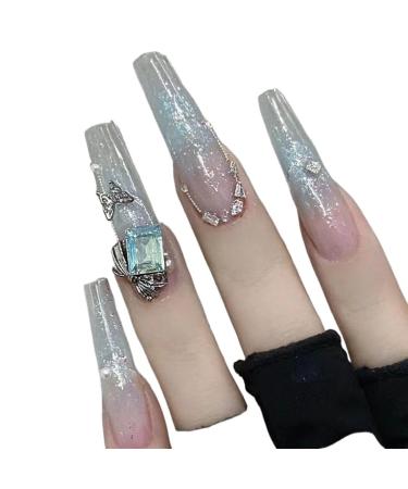 Temperament manicure summer mint through blue pure hand-made removable nail patch.(XS)