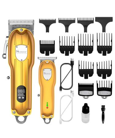 SURKER Mens Hair Clipper Professional Hair Trimmer Barber Clipper Set Beard Trimmer Cordless Hair Cutting Grooming Kit LED Display USB Rechargeable