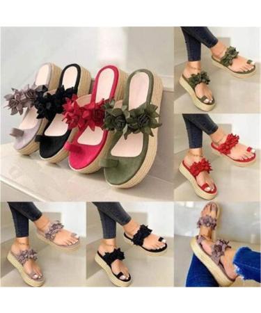 Women s Floral Plateau Wedge Sandals | Casual Beach & Hiking Flip Flops - Gray 36-37 EU - Buy Online on GoSupps.com