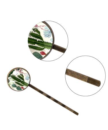 Set of 4 Handmade Women's Hair Barrettes Clips - Tropical Plants & Cactus Flower Retro Design | Girls Headwear Bobby Pins - Buy Online on GoSupps.com