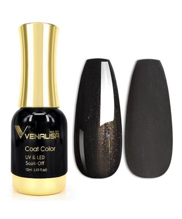VENALISA Glitter Black Gel Nail Polish 1Pcs Pearly Grey Black Color Gel Polish Nail Polish Gel High Gloss Soak Off Gel Nail French Nail Manicure Salon DIY