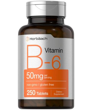 Horb ach B6 Vitamin 50mg | 250 Tablets | Non-GMO & Gluten Free Supplement