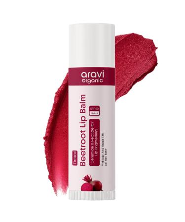 Aasrvi Sarganic Beetroot Tinted Lip Balm SPF 50 PA+++ | Brightening Lip Balm for Dark Lips | Hydrates Dry & Chapped Lips | Kojic Acid Ceramide Peptide & Vitamin E | Men & Women | 5g