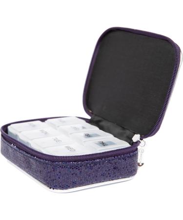 MIAMICA Women s Zippered Pill Case - 8-Day Removable Organizer Compact Weekly Medicine Box in Navy Glitter - Buy Online on GoSupps.com