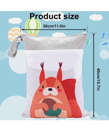 Shop Gray Squirrel Diaper Bag Wetbag - Waterproof Reusable with Zipper & 2 Pockets for Baby & Toddler Travel - Buy Online on GoSupps.com