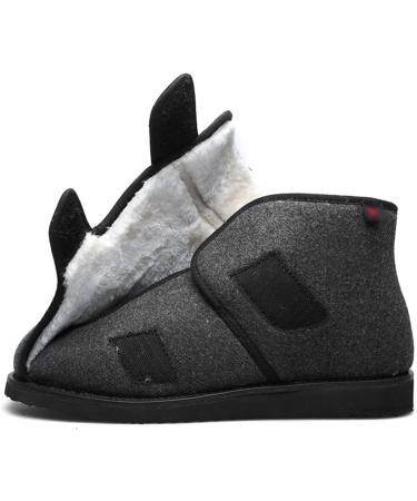 Thickening Diabetic Shoes for Women & Men | Unisex Velcro Sneakers - Cozy Winter Footwear for Seniors | Dark Grey - Buy Online on GoSupps.com