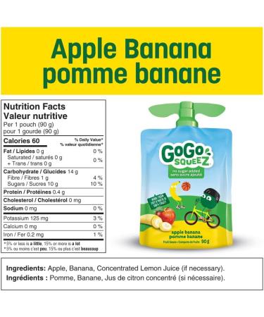 GoGo squeeZ Fruit Sauce Variety Pack Apple Strawberry Peach Banana No Sugar Added. 90g per pouch Pack of 20 & Fruit Sauce Variety Pack Apple Banana No Sugar Added. 90g per pouch Pack of 12 - Buy Online on GoSupps.com