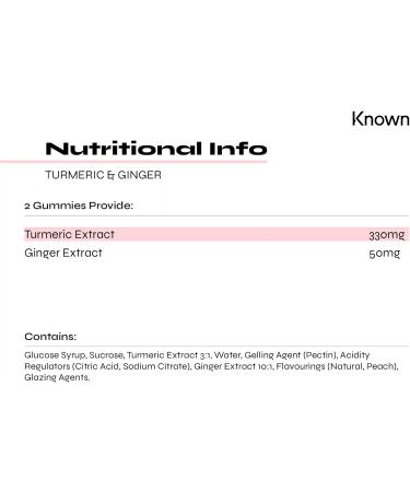 Known Nutrition Vegan Turmeric & Ginger Vitamin Gummies - 60 Gummies | Natural Peach Flavored Supplement - Buy Online on GoSupps.com